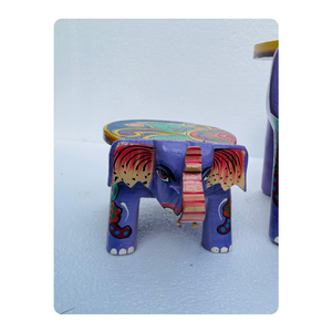 Tabouret éléphant en bois fabriqué à la main décoratif sculpté Accent meuble pour décor à la maison école porte-stylo ou sièges pour enfants - Product Image 5