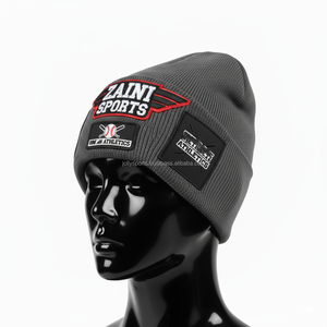 Gorro de invierno para mujer, gorro cálido de punto acrílico 340GSM, tela de costilla elástica gris sólido, gorro de Jacquard con logotipo bordado personalizado - Product Image 4