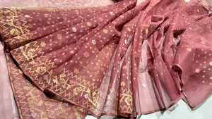 Exclusivo RED Deshi Dhakai Jamdani Sharee exportable para mujer JAMDANI FABRIC Blue Marron GREEN Golden Sky Blue de Bangladesh - Product Image 5