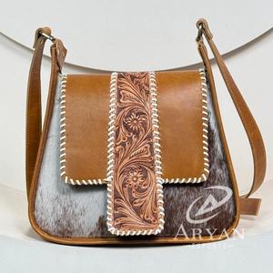 Fashion Trending High Quality Hand Tooled Leather Women's Luxury Crossbody Bag Genuine Cowhide One Shoulder Style Messenger Bags - Product Image 1