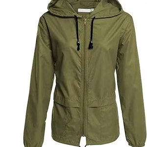 Chaqueta cortavientos empacable de lona estampada acolchada ligera para mujer con capucha impermeable y resistente al viento impermeable para exteriores - Product Image 1