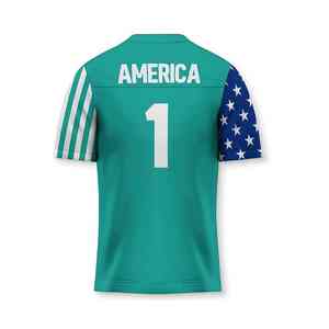 Vente en gros de maillots de football américain de haute qualité Maillot patriotique audacieux avec impression «USA» sur le devant, graphique Liberty - Product Image 5
