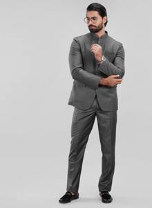 La Scoot, traje básico Formal de 2 piezas con cuello levantado para hombre, poliéster sólido, viscosa, longitud larga, ajuste Regular, transpirable - Product Image 5