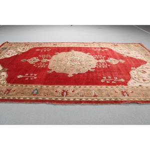 Tapis turc, tapis de 4,8x8,1 pieds, tapis patchwork rouge - Product Image 3