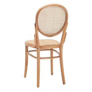 Scandinavian-Inspired dining <strong>Chair</strong> with Rich Wooden Seat and rounded <strong>rattan</strong> accent backrest Great for Contemporary Country Homes - Product Image 4