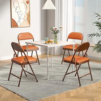 Lot de 4 chaises pliantes rembourrées de qualité commerciale, dossier rembourré, empilables, structure en acier inoxydable, design moderne, pour intérieur