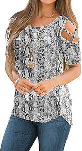 2024 Women's Summer T Shirts Short Sleeve Tunic <b>Strappy</b> Cold Shoulder t shirt <b>Tops</b> for Women - Product Image 2