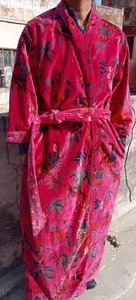 Indien fait à la main Vintage velours Robe femmes Plus noël imprimé fleuri surdimensionné Kimono manteau doux gratuit plage couverture peignoir pour - Product Image 3