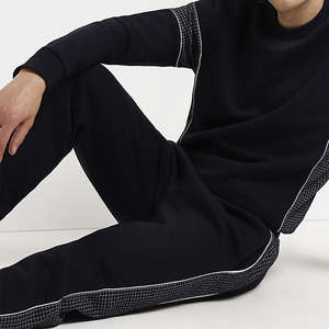 กางเกงซักได้ตามต้องการสำหรับผู้ชายกางเกงวิ่งขอบแบบสั่งทำกางเกงผ้าฝ้ายฟอกสีออกแดดสีดำซีดจางสไตล์ลำลองของตกแต่งลูกไม้ - Product Image 4