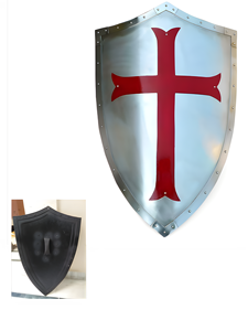 นักรบครูเสดยุคกลางสำหรับโล่ไขว้สีแดงชุดเกราะขนาดเต็ม18มาตรวัดเหล็กกล้าของขวัญฮาโลวีนแปลกใหม่พร้อมประติมากรรมติดผนัง - Product Image 3