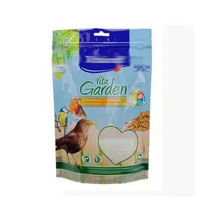 Sacchetto per alimenti sigillato sul retro per uso alimentare con foro per appendere e assorbitori di ossigeno per la conservazione dei mangimi per uccelli sacchetti per alimenti per uccelli