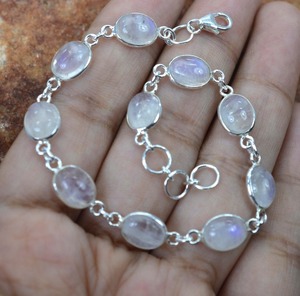 Handmade 925 Solid Sterling Silver Tennis <b>Bracelet</b> for Women Classical <b>Boho</b> Style with Moonstone Gemstone Gift - Product Image 4