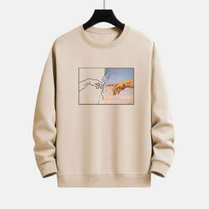 Pull-over d'hiver pour hommes, sweat-shirt à col rond, logo personnalisé, motif solide, technique de sérigraphie brodée au meilleur prix, vente en gros - Product Image 1