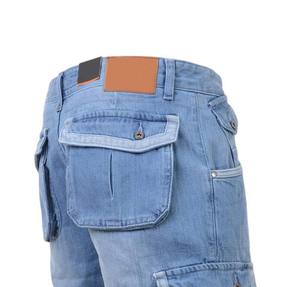 Premium Quality New Article Adjustable Cotton Casual Solid Color Highest Quality <b>Cargo</b> Style Pockets Stretch Denim Short For Men - Product Image 2