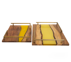 ถาดไม้ทำจากเรซินทำมือไม่เหมือนใครสำหรับขนมกาแฟรับประทานอาหารและห้องครัว - Product Image 1