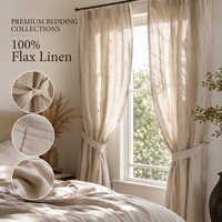 2024 taille personnalisée luxe lin lin stonewashed 100% pur lin rideau avec cravates textiles de maison rideau de fenêtre