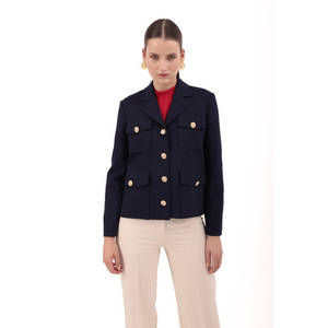 Veste courte en tricot bleu marine pour l'automne - Product Image 1