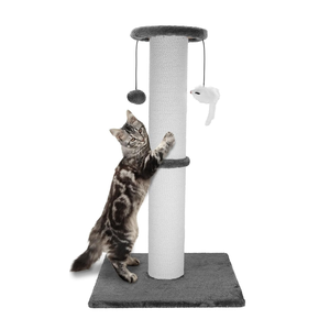 Griffoir pour chat extra haut de 34 pouces, robuste, en corde de coton épaisse, avec base stable et jouets suspendus interactifs - Product Image 1