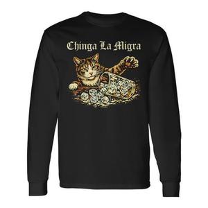 T-shirt vintage a maniche lunghe Chinga Cat La Migra in stile vintage promozionale - Product Image 1