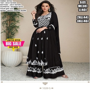 Excellente Qualité Style Moderne Haute sur Demande Dernière Collection Rayonne Avec Fil Blanc Broderie Kurti Dupatta Femme Fashio - Product Image 1