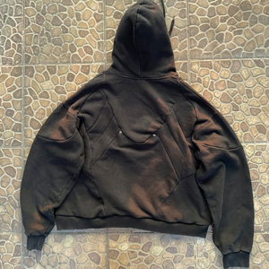 Sweat-shirts en coton surdimensionnés et lourds de 400 g/m², effet délavé à l'acide, logo personnalisé, veste déchirée avec strass pour hommes - Product Image 3