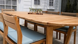 Juego de Mesa de Comedor Ovalada de Teca para Exterior Qualiteak con 6 Sillas, Diseño Moderno, Muebles de Jardín de Madera Maciza Impermeables, Garantía de 2 Años - Product Image 2