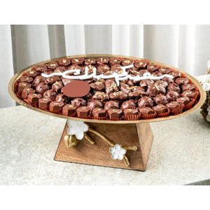 Cuenco para servir Chocolate con Base de madera de Metal dorado de alta calidad Diseño moderno ecológico Accesorio de boda al por mayor Precio de fábrica - Product Image 4