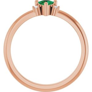 Anillo Geométrico Stuller con Incrustaciones de Oro de 14K y Piedras Naturales con Corte Marquesa y Ovalado, Certificado IGI-72435:277P - Product Image 2