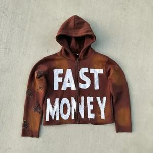 Personalización de fábrica de alta calidad peso pesado 100% algodón negro Puff impresión sólido polar pulóver hombres sudaderas con capucha y sudaderas - Product Image 5