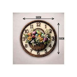Colorful Printed Patterned Flower Basket Embossed Wooden Silent <b>Wall</b> <b>Clock</b> <b>50cm</b> Gift - Product Image 5
