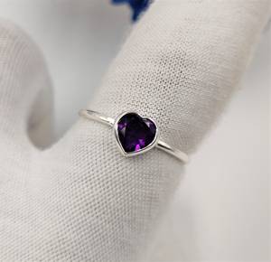 Natural Genuine Amethyst Heart Stone <b>Ring</b> Solid 925 Sterling Silver Amethyst <b>Ring</b> Jewelry Purple Stone <b>Ring</b> Amethyst <b>Ring</b> Gift - Product Image 6