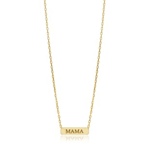 Pendentif de collier rectangulaire en argent sterling 925, fait main en Turquie, tendance, pour mariage, fiançailles et fêtes, modèle Mama Plain Charm - Product Image 1