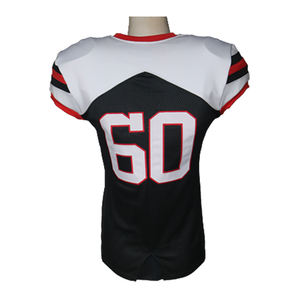 Design personnalisé Hawks noir blanc rouge garnitures attirail sergé panneaux de maille nom personnalisé numéro imprimé maillot de football hommes court - Product Image 5
