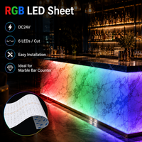 Panneau LED flexible RGB découpable 24V, éclairage rétroéclairé pour comptoir de bar, ultra fin, dimmable, décoration de scène
