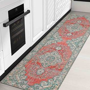 Printed <b>Rug</b>: <b>Boho</b> Turquoise Accent <b>Rug</b> for Home Decor,Nonwoven Thin <b>Rug</b> - Product Image 1