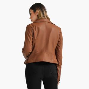 Vêtements décontractés Produit de meilleure qualité Dernier style en couleur marron Vêtements de mode Veste en cuir véritable respirante pour femmes - Product Image 2