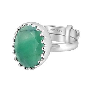 NOVAMART Fine Arihant Gems Jewels 925 <b>Silver</b> <b>Adjustable</b> <b>Ring</b> 3.25/4.25/5.25/6.25/7.25/8.25/9.25/10.25/11.25 Ratti Emerald/Panna - Product Image 2