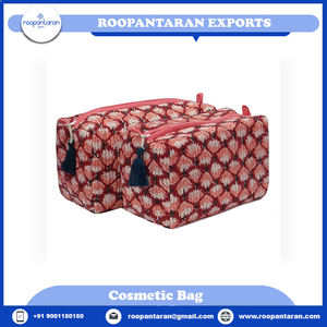 2026 Hot Selling Direct Manufacturer Dholamaru Flower Hand Block Printed Cotton Canvas Cosmetic Bags for Sale - Product Image 2