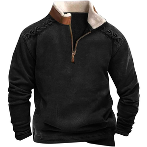 Sweat-shirt zippé en molleton à col montant pour hommes de qualité supérieure respirant multicolore vêtements d'hiver cravate teinture poche en polyester coton - Product Image 2