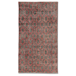 Tapis en laine noué à la main de grande taille vintage Pae-2101 rouge orange géométrique pour la maison, le salon, le couloir, tapis rectangulaire - Product Image 1