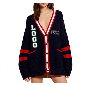 Women's Knitted <b>Cardigan</b> Long Sleeve V-Neck Preppy Style Simple Solid Thick Wool/Acrylic <b>Button</b> Closure Drop Shoulder Sleeve - Product Image 1