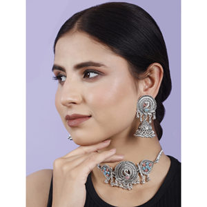GS SkyBlue Pink Flower Peacock <b>Choker</b> Elegant Wedding Accessory - Product Image 3