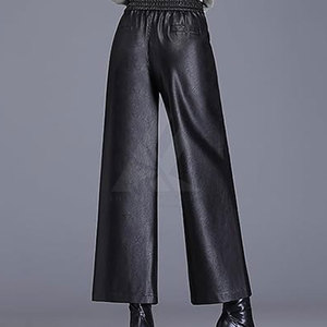 กางเกงหนังลำลองสำหรับผู้หญิงกางเกงเอวยางยืดสไตล์ด้านหน้าเรียบระบายอากาศมาใหม่ - Product Image 3