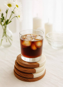 Classic Eco-Friendly Handmade <b>Marble</b> Acacia Wood <b>Coaster</b> Mats Pads Natural Acacia Wood <b>Coaster</b> Set Premium Stone <b>Marble</b> <b>Coaster</b> - Product Image 4