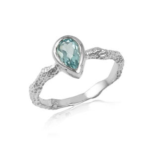 แหวน925พื้นผิวสีเงินแท้ดีไซน์คลาสสิกสีฟ้าบุษราคัมเครื่องประดับวางซ้อนกันได้สำหรับปาร์ตี้วันครบรอบ - Product Image 4