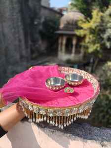 Plateau décoratif en perles Latkan avec 2 bols pour Thalposh, Cérémonie de Pithi Kumkum, Inauguration, Mahashivratri, Pooja - Product Image 6
