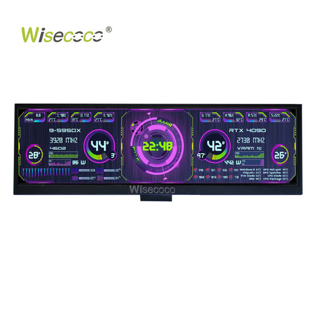 12.6 Inch Stretched Bar IPS Secondary Screen for Aida64 CPU GPU Fan Temperature Memory Monitor Computer Case Dynamic HD Display