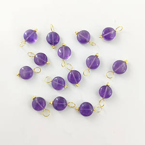 Colgante de amatista febrero Birthstone Tumble Round Charm Round Purple Gemstone Collar para mujer - Product Image 1