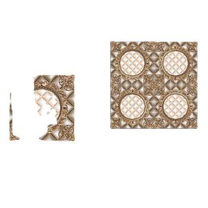 40x40cm กระเบื้องปูพื้นพอร์ซเลนขัดเงาสำหรับตกแต่งดีไซน์โลหะสีทอง - Product Image 1