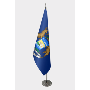 Drapeau d'intérieur officiel du Michigan 3x5 pieds, style fanion, imprimé numériquement, en tissu nylon polyester avec mât en aluminium, drapeau de jardin - Product Image 1